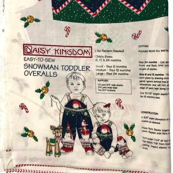 Daisy Kingdom Other - Daisy Kingdom Snowman Toddler Overalls Easy to Sew Fabric Sizes 6-12-18 Months